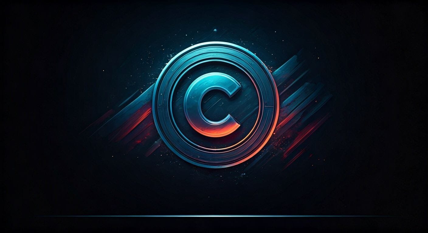 A stylized, futuristic "C" logo with glowing blue and orange accents, set against a dark background with dynamic light streaks, conveying a high-tech or digital brand identity.