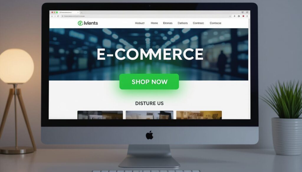 A green call-to-action (CTA) button displaying in white letters the words 'call to action' withe the background of a blurred shopping ecommerce website