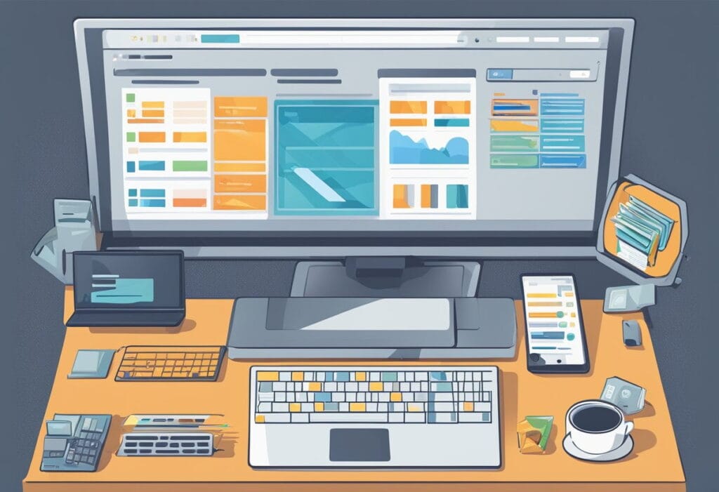 A computer screen split in half, one side displaying cPanel interface with cluttered icons, the other side showing DirectAdmin with clean, organized layout