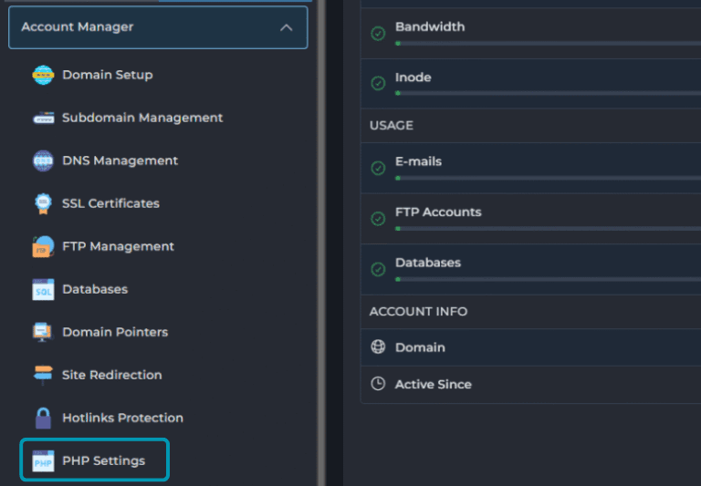 PHP settings in DirectAdmin