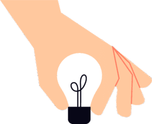 Hand holding lightbulb with plant sprout, symbolizing eco-friendly hosting solutions.