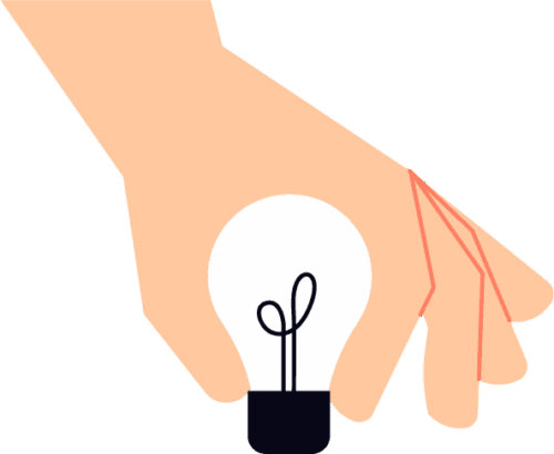 Hand holding lightbulb with plant sprout, symbolizing eco-friendly hosting solutions.