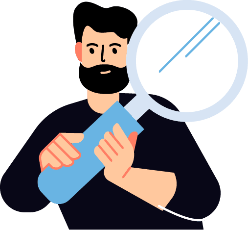 A potential customer looking for a service online, holding a huge magnifying glass to indicate he's using the Internet to search, will he find your business?